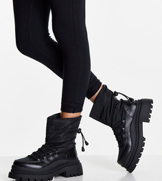 Черные дутые ботинки на массивной подошве для широкой стопы Truffle Collection-Черный цвет