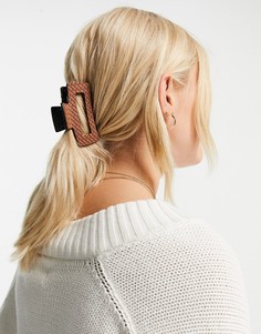 Коричневая заколка-краб для волос с плетеным дизайном My Accessories London-Коричневый цвет