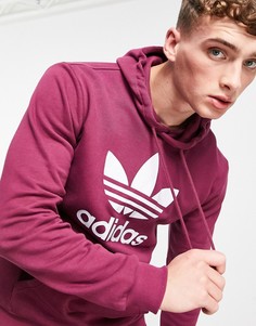 Худи сливового цвета с крупным логотипом-трилистником adidas Originals adicolor-Фиолетовый цвет