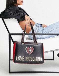 Черная сумка-тоут с большим логотипом Love Moschino-Черный цвет