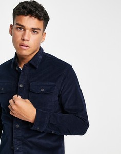 Темно-синяя вельветовая рубашка навыпуск Jack & Jones-Темно-синий