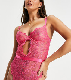 Розовое кружевное боди с лифом на косточках ASOS DESIGN Tall Rosie-Розовый цвет