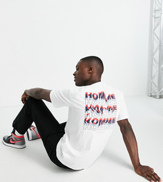 Белая oversized-футболка с принтом "Homme" на спине Selected Homme – эксклюзивно для ASOS-Белый