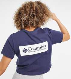 Темно-синяя укороченная футболка с принтом на спине Columbia North Cascades – эксклюзивно для ASOS-Темно-синий