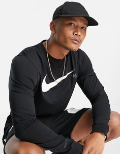 Черный лонгслив с логотипом-галочкой на груди Nike-Черный цвет