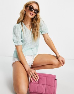 Блузка мятного цвета с V-образным вырезом Vero Moda-Зеленый цвет