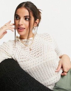 Вязаный джемпер цвета слоновой кости с короткими рукавами Miss Selfridge-Белый