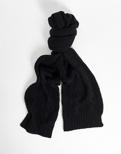 Черный шарф с узором «косичка» Boardmans-Черный цвет