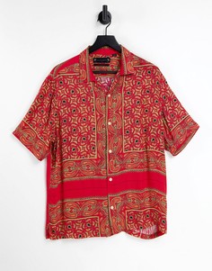Красная рубашка с коротким рукавом и принтом в стиле банданы Синалоа AllSaints-Красный