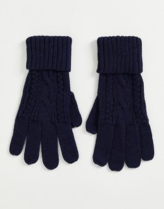 Вязаные косами перчатки темно-синего цвета Boardmans-Темно-синий