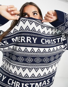 Новогодний джемпер с узором «фэйр-айл» ASOS DESIGN Foundation Christmas-Голубой