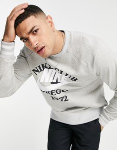 Серый свитшот с винтажным принтом Nike Collegiate