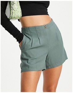 Шорты цвета хаки с завышенной талией Vero Moda-Зеленый цвет