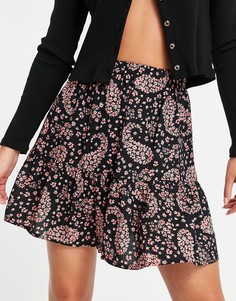Мини-юбка с принтом пейсли Miss Selfridge-Черный цвет