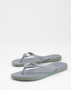 Серые шлепанцы с логотипом Havaianas Brasil-Серый