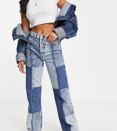 Прямые джинсы в стиле 90-х с дизайном пэчворк Topshop Petite-Черный цвет