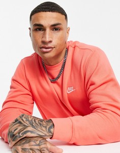 Коралловый свитшот из флиса с круглым вырезом Nike Club-Оранжевый цвет