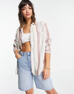 Винтажная рубашка в полоску пастельных тонов American Eagle-Белый