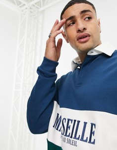 Oversized-свитшот в стиле регби с принтом "Marseille" ASOS DESIGN-Темно-синий