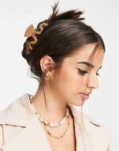 Блестящая коричневая заколка-краб для волос My Accessories London-Коричневый цвет