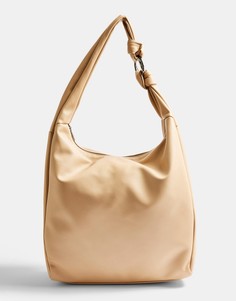 Большая нейлоновая сумка на плечо свободного кроя с узлом цвета хаки Topshop-Коричневый цвет