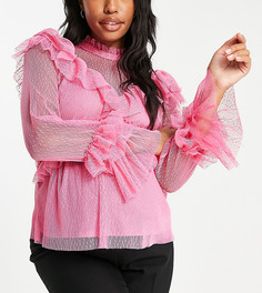 Розовая блузка из сетчатого материала с оборками River Island Maternity-Розовый цвет
