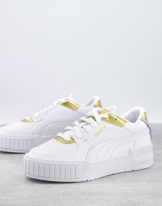 Белые кроссовки с золотистыми вставками PUMA Cali Sport-Золотистый