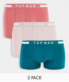 Набор из 3 боксеров-брифов кораллового, бирюзового и розового цвета Topman-Разноцветный