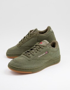 Замшевые кроссовки цвета хаки Reebok Club C 85-Зеленый цвет