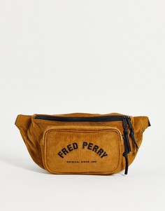 Коричневая вельветовая сумка на пояс Fred Perry-Коричневый цвет