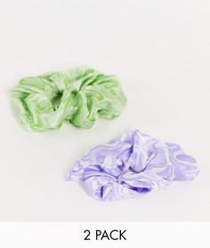 Набор из 2 резинок для волос с принтом в виде завитков ASOS DESIGN-Разноцветный