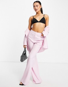 Розовые узкие расклешенные костюмные брюки ASOS DESIGN-Розовый цвет