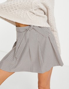 Юбка-килт в коричневую клетку Miss Selfridge-Коричневый цвет