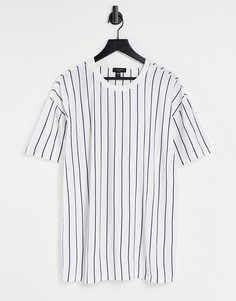 Белая oversized-футболка в синюю полоску New Look-Темно-синий