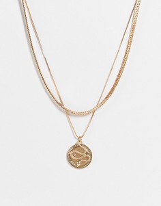 Золотистое ожерелье в несколько рядов с подвеской ALDO Chiamma-Золотистый