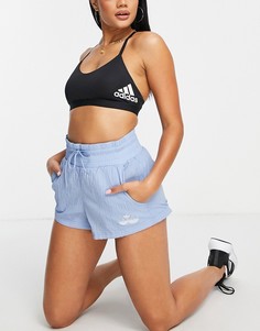 Голубые шорты с завышенной талией adidas Originals-Голубой