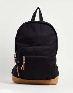 Черный парусиновый рюкзак с контрастным основанием из искусственной замши ASOS DESIGN-Черный цвет