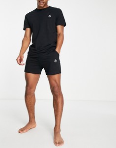 Черный комплект для дома из футболки и шорт Jack & Jones-Черный цвет