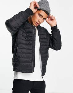 Черный стеганый пуховик Bershka-Черный цвет