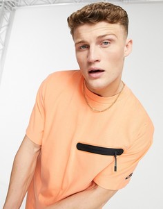 Флисовая футболка пыльно-оранжевого цвета Nike Tech Fleece-Оранжевый цвет