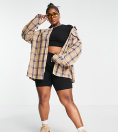 Бежевая oversized-рубашка в клетку Public Desire Curve-Разноцветный