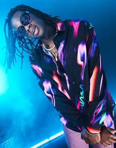 Oversized-рубашка в стиле 90-х черного и фиолетового цветов ASOS DESIGN NASA-Черный цвет