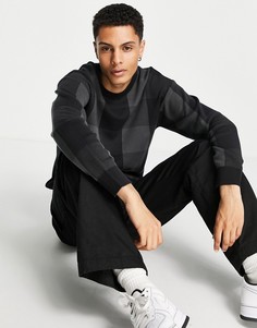 Oversized-джемпер из органического хлопка в клетку черного и серого цветов Selected Homme-Разноцветный