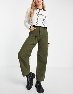 Свободные вельветовые джинсы цвета хаки Topshop-Зеленый цвет