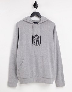 Серый меланжевый худи с принтом на груди ASOS DESIGN