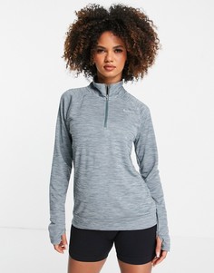 Серый меланжевый топ с короткой молнией Nike Running Pacer Dri-Fit