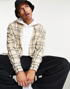 Светло-бежевая oversized-рубашка в стиле 90-х в клетку ASOS DESIGN-Светло-бежевый цвет