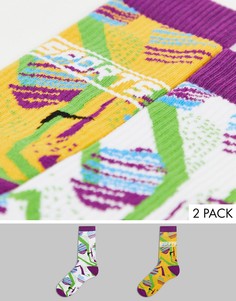 Разноцветные спортивные носки с графическим принтом в стиле ретро ASOS DESIGN-Разноцветный