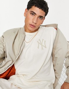 Бежевая oversized-футболка с логотипом команды "New York Yankees" New Era-Светло-бежевый цвет