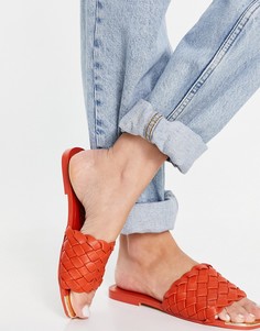 Оранжевые плетеные сандалии на плоской подошве River Island-Оранжевый цвет